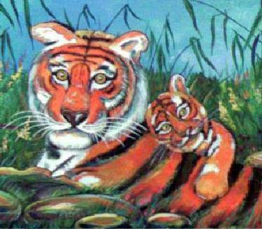 Оригинал вышивки «Тигрица с тигрёнком»
